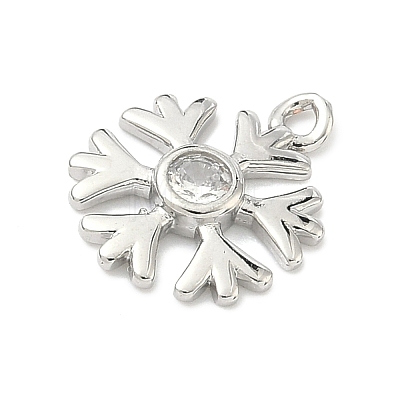 Christmas Brass Pave Clear Cubic Zirconia Charms KK-G548-04P-1