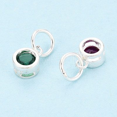 925 Sterling Silver Pave Cubic Zirconia Flat Round Charms STER-T009-18S-1
