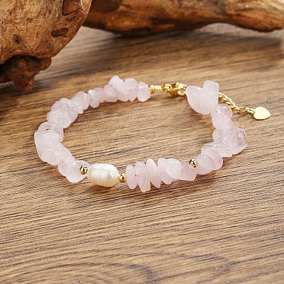 Elegant Bohemian Style Natural Rose Quartz Beaded Bracelets WW5494-3-1