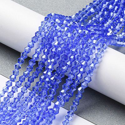 Transparent Electroplate Glass Beads Strands GLAA-F029-4mm-C07-1
