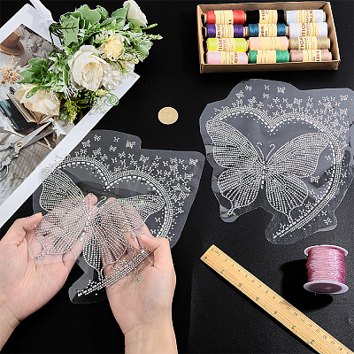 Butterfly Glitter Hotfix Resin Rhinestone DIY-WH0899-976-1
