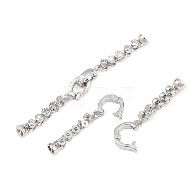 Brass Micro Pave Clear Cubic Zirconia Fold Over Clasps KK-U059-64P-1