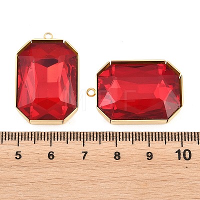 304 Stainless Steel & Glass Pendants STAS-G398-27G-02-1