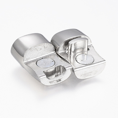 304 Stainless Steel Magnetic Clasps with Glue-in Ends STAS-F130-18P-1