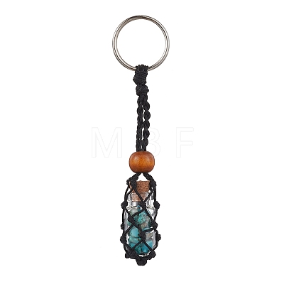 Synthetic Turquoise Wishing Bottle Keychain KEYC-JKC00726-01-1