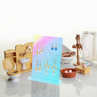 Rainbow Color Acrylic Vertical Jewelry Earring Display Stands EDIS-WH0022-09-1