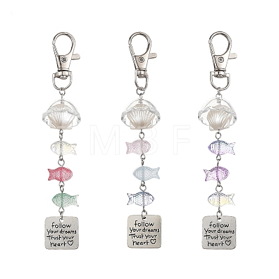 Ocean ABS Plastic Imitation Pearl & Acrylic & Alloy Pendant Decorations HJEW-JM04864-1