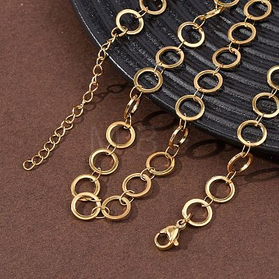 304 Stainless Steel 8MM Ring Link Chain Necklaces NJEW-P343-01B-G-1