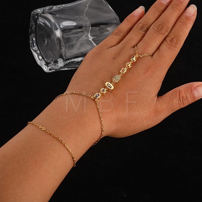 Dainty  304 Stainless Steel Pave Cubic Zirconia Link Finger Ring Bracelets for Women FS-WGC6CE7-01-1