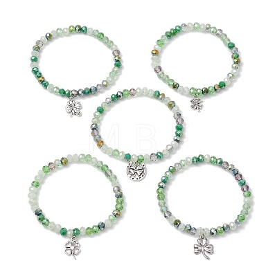 5Pcs Alloy Clover Charm Bracelets BJEW-JB11727-1