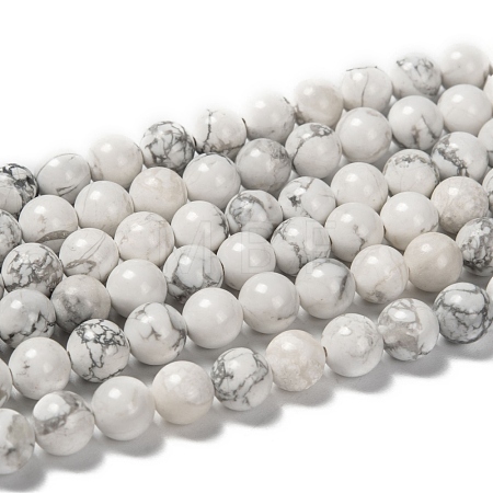 1 Strand White Round Natural Howlite Beads Strands X-TURQ-G091-8mm-1