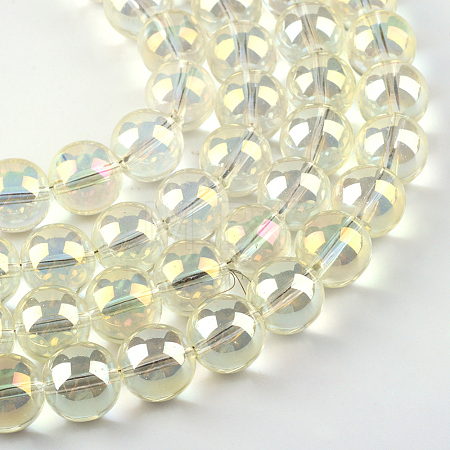Electroplate Glass Beads Strands X-EGLA-Q062-8mm-A02-1