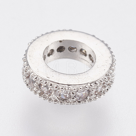 Brass Micro Pave Cubic Zirconia Rondelle European Beads LS-ZIRC-F083-094P-RS-1