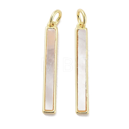 Brass Pave Natural Shell Pendants KK-C051-18G-1