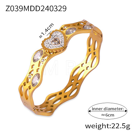 304 Stainless Steel Pave Cubic Zirconia Bangles FS-WG9DD70-06-1