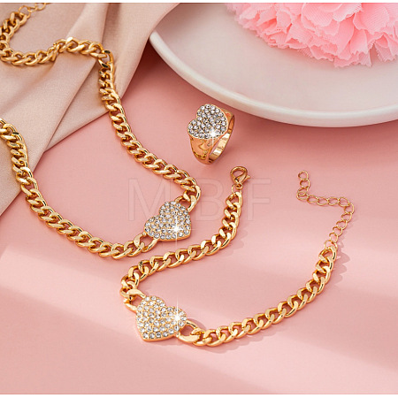 Alloy Crystal Rhinestone Bracelets & Necklaces & Rings Sets FS-WGAABD3-01-1