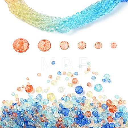 6 Styles Gradient Color Transparent Painted Glass Beads Strands DGLA-YW0001-28M-1