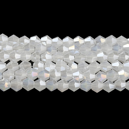 Imitation Jade Electroplate Glass Beads Strands GLAA-F029-J4mm-A06-1