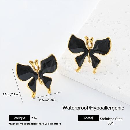 304 Stainless Steel Enamel Stud Earrings for Women VU1014-1-1