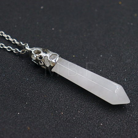 Natural Quartz Crystal Faceted Bullet Point Pendant Necklaces FS-WG32EE9-04-1