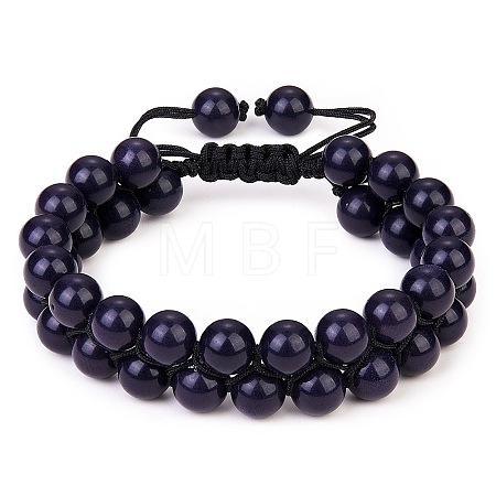 Synthetic Blue Goldstone Braided Bead Bracelet BJEW-SW00001-12-1