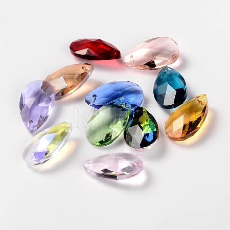 Faceted Teardrop Glass Pendants GLAA-O008-B-1