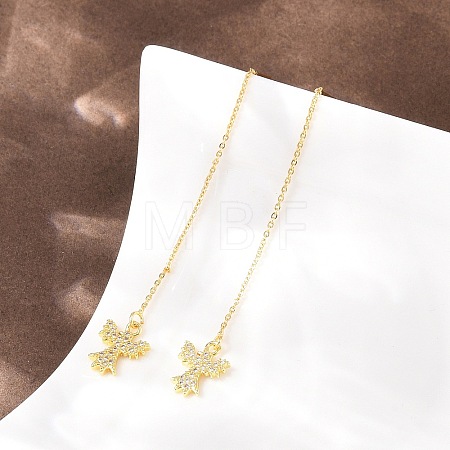 Bird Brass Micro Pave Clear Cubic Zirconia Ear Thread EJEW-H182-08G-1