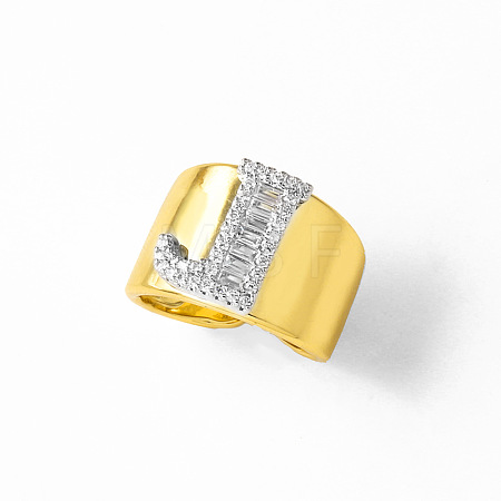 Brass Micro Pave Clear Cubic Zirconia Cuff Open Rings FS-WGA5D1D-10-1