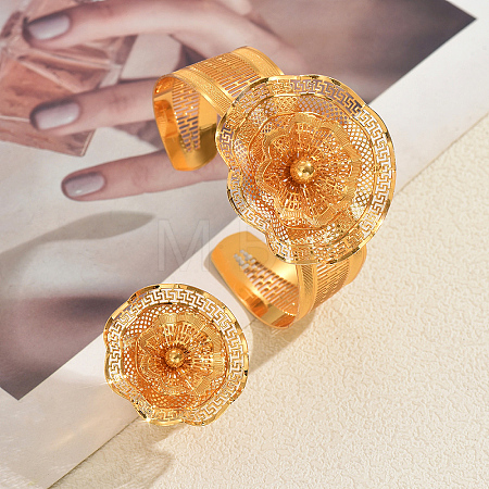 Luxury Iron Bridal 3D Flower Bangles & Rings for Women HI9521-1