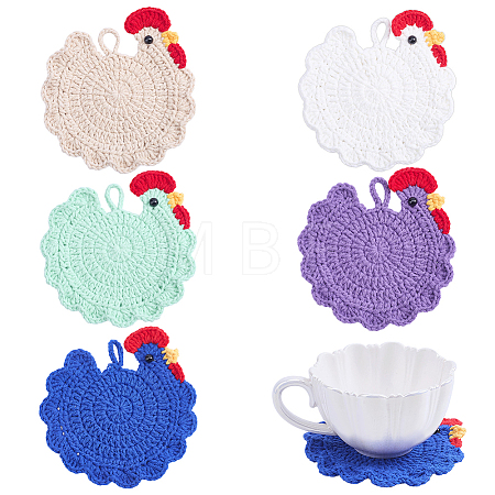 5Pcs 5 Colors Polyester Coasters AJEW-WR0003-86B-1