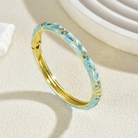 Zinc Alloy Enamel Flower Hinged Cuff Bangles for Women UK8681-4-1