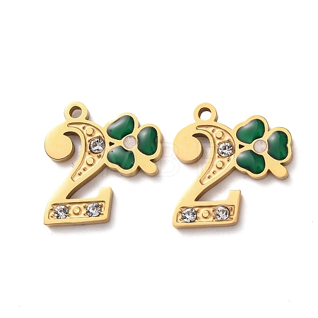 304 Stainless Steel Enamel & Rhinestone Pendants STAS-B130-01G-2-1