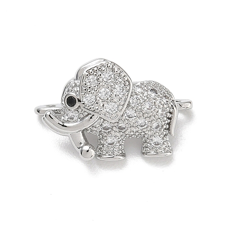 Brass Micro Pave Clear Cubic Zirconia Elephant Spacer Bars KK-K428-09P-1