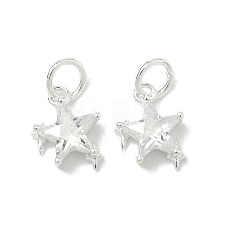 925 Sterling Silver Pave Clear Cubic Zirconia Star Charms STER-H119-03S-1