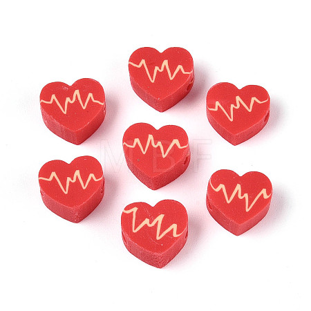 Valentine's Day Handmade Polymer Clay Beads CLAY-T023-15-1