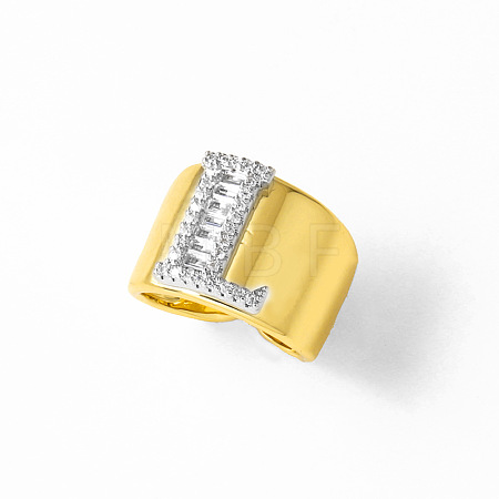 Brass Micro Pave Clear Cubic Zirconia Cuff Open Rings FS-WGA5D1D-12-1