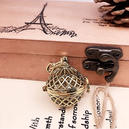 Brass Bead Cage Pendants PW-WG62354-05-1