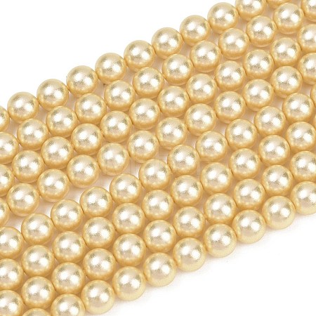 Frosted Glass Pearl Beads Strands GLAA-A044-08A-03-1