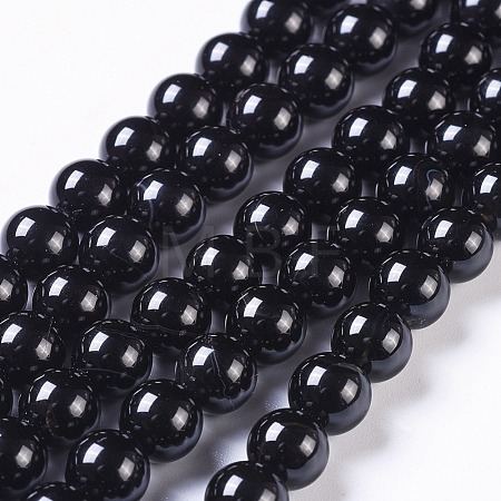 Natural Black Onyx Beads Strands X-G-H1567-8MM-1