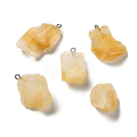 Raw Rough Natural Citrine Pendants G-A028-01G-1