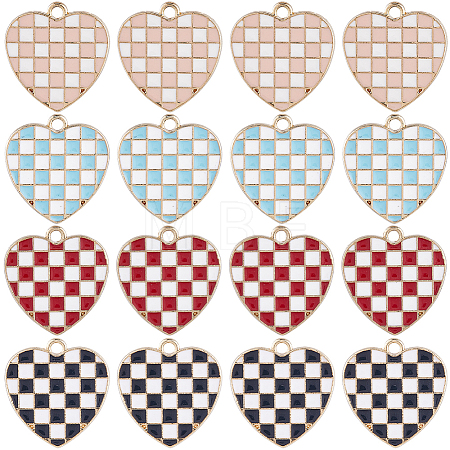 40Pcs 4 Colors Alloy Enamel Pendants ENAM-SC0004-34-1