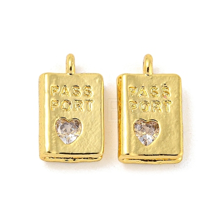 Golden Rack Plating Brass Micro Pave Cubic Zirconia Pendants KK-R153-03G-1