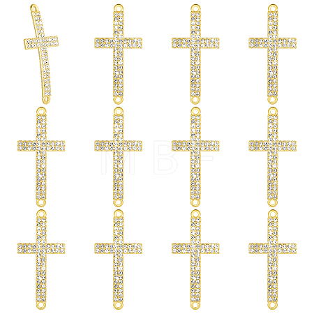 12Pcs Religion Alloy Crystal Rhinestone Connector Charms FIND-PH0038-15G-1