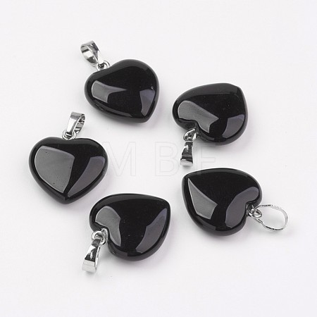 Natural Black Agate Pendants G-G956-B04-FF-1