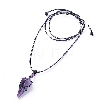 Natural Amethyst Pendants Necklaces LS-NJEW-E140-A02-1