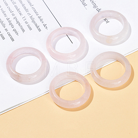 Natural Rose Quartz Plain Band Finger Rings PW-WG26698-04-1