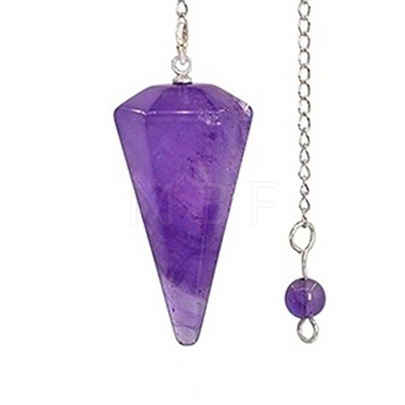 Natural Amethyst Dowsing Pendulums G-PW0007-006G-1