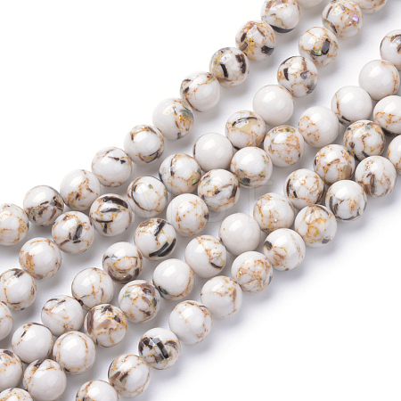 Assembled Synthetic Turquoise and Shell Beads Strands X-G-S212-8mm-02-1