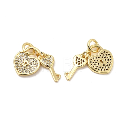 Brass Micro Pave Clear Cubic Zirconia Charms KK-E068-VB178-1