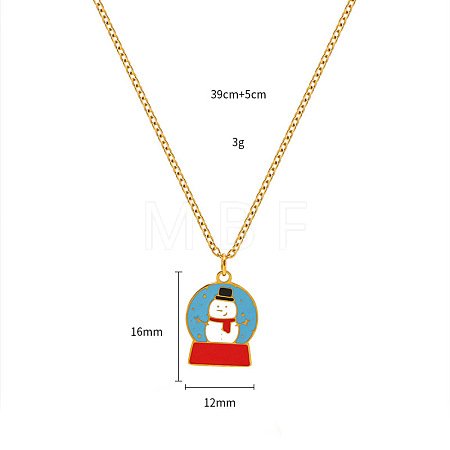 Christmas 304 Stainless Steel Enamel Pendant Necklaces FS-WGDAA96-13-1